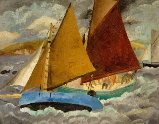 Yachtkapplöpning vid Portscato, Cornwall, 1928 (målad på baksidan av 88535)